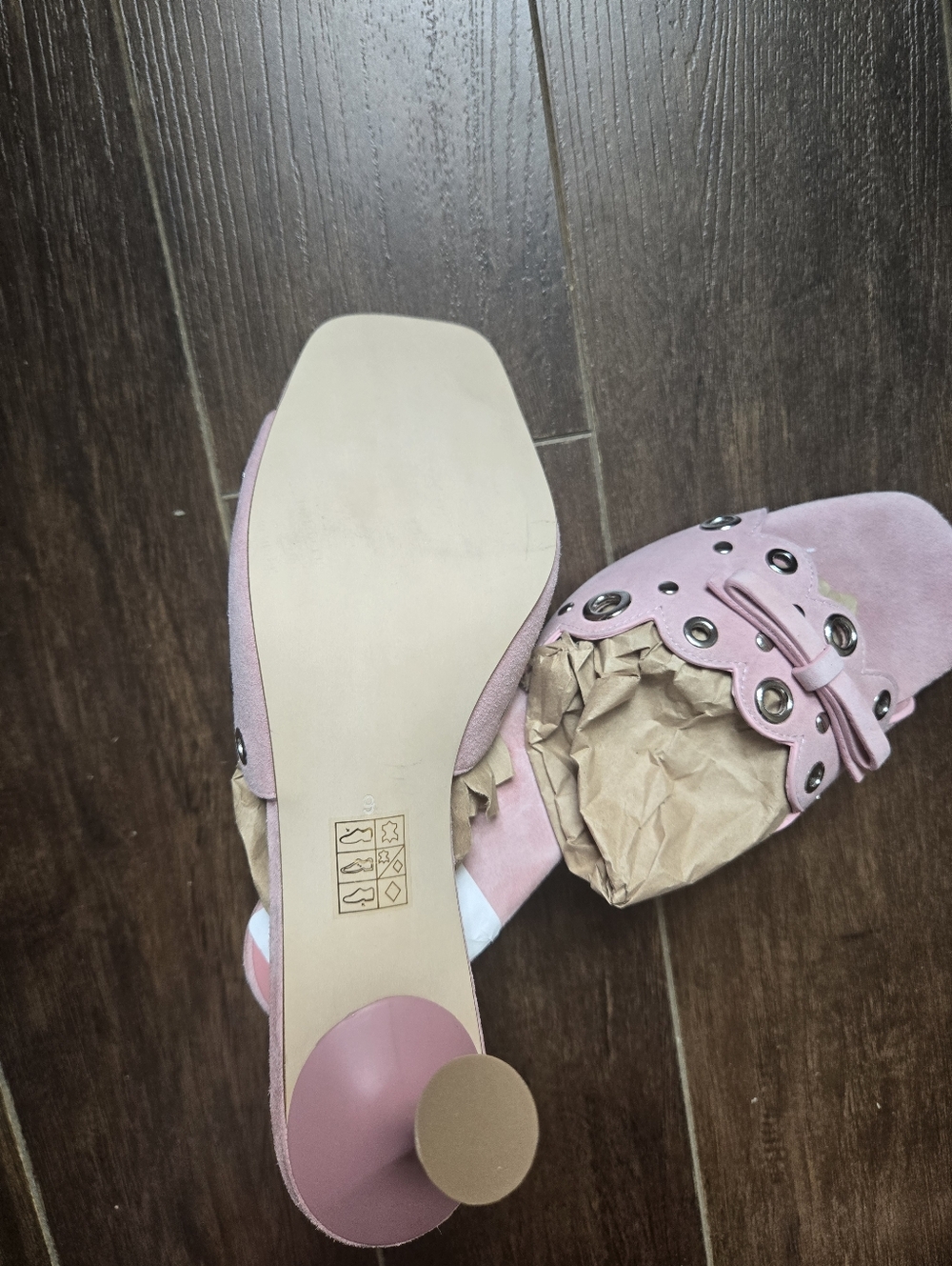 Jeffrey Campbell Pink Sculpted Heel Sandals With Eylets And Ribon - Picture 9 of 9